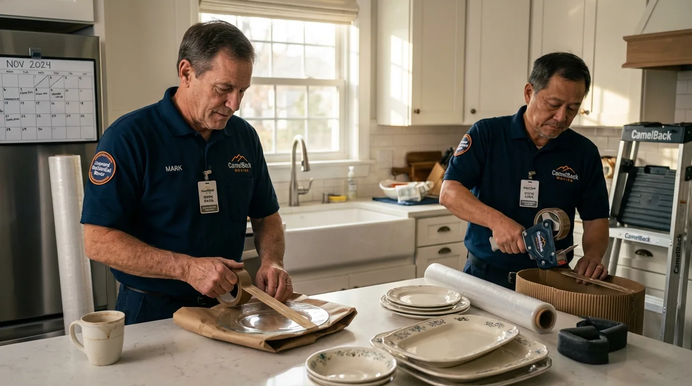 Professional crew packing kitchen dishware in Botkins, OH